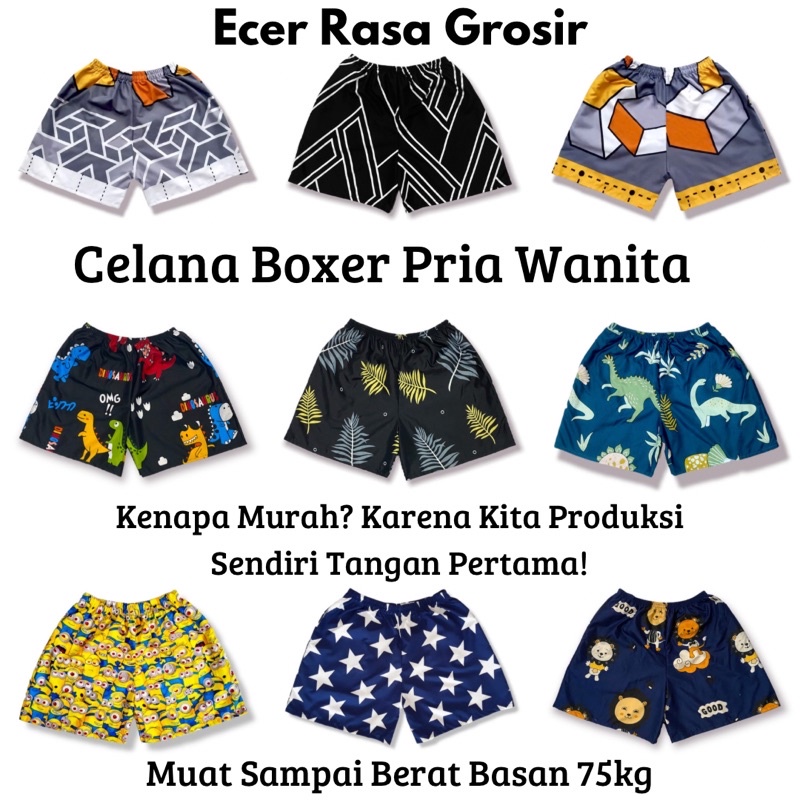 JEFFORD Ecer Rasa Grosir | Boxer Motif Best Seller 02 | Boxer Unisex | Boxer Distro | Boxer Pantai | Boxer Floral