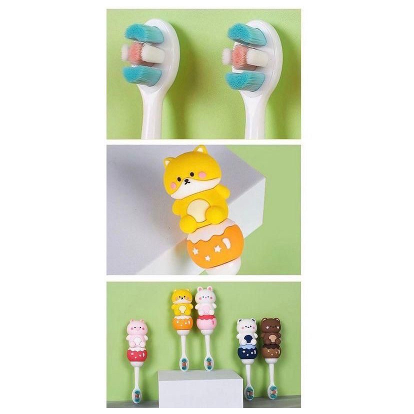 SIKAT GIGI ANAK KARAKTER 3D TIMBUL TOOTH BRUSH CARTOON LUCU DINO BEAR