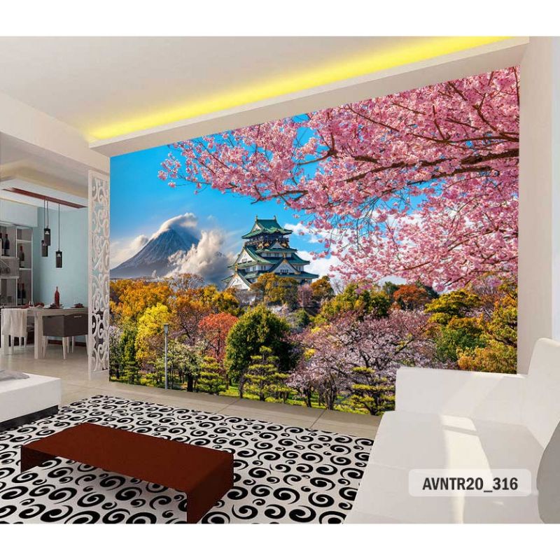 wallpaper Bunga sakura / wallaper custom 3D bunga sakura / wallaper dinding 3D.