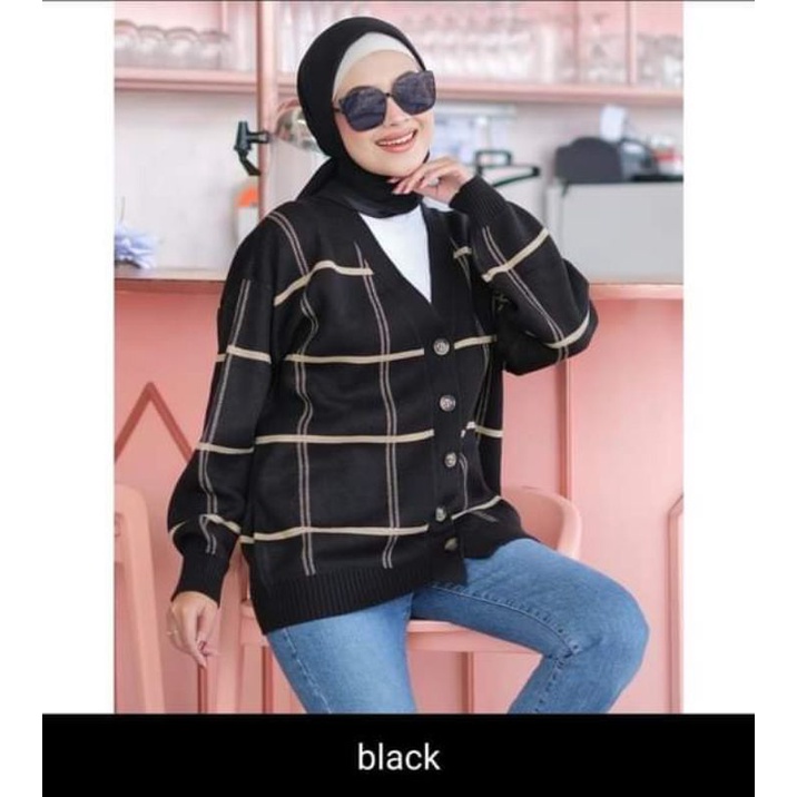Sweater rajut Mingyu wanita pria motif kotak