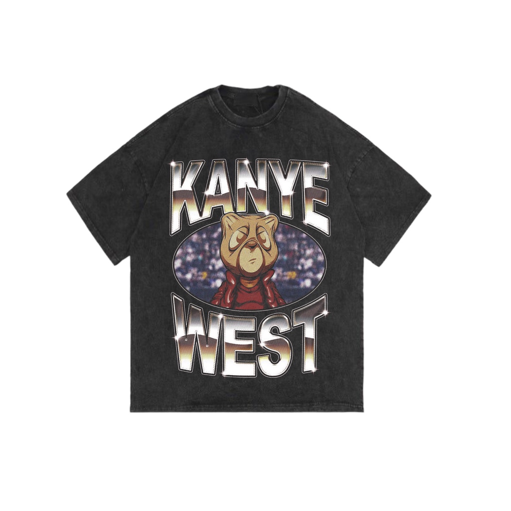 Ossu Official "Kanye West" Reguler T-Shirt | Stone Wash | Black | White | Kaos Singer Kanye West | K