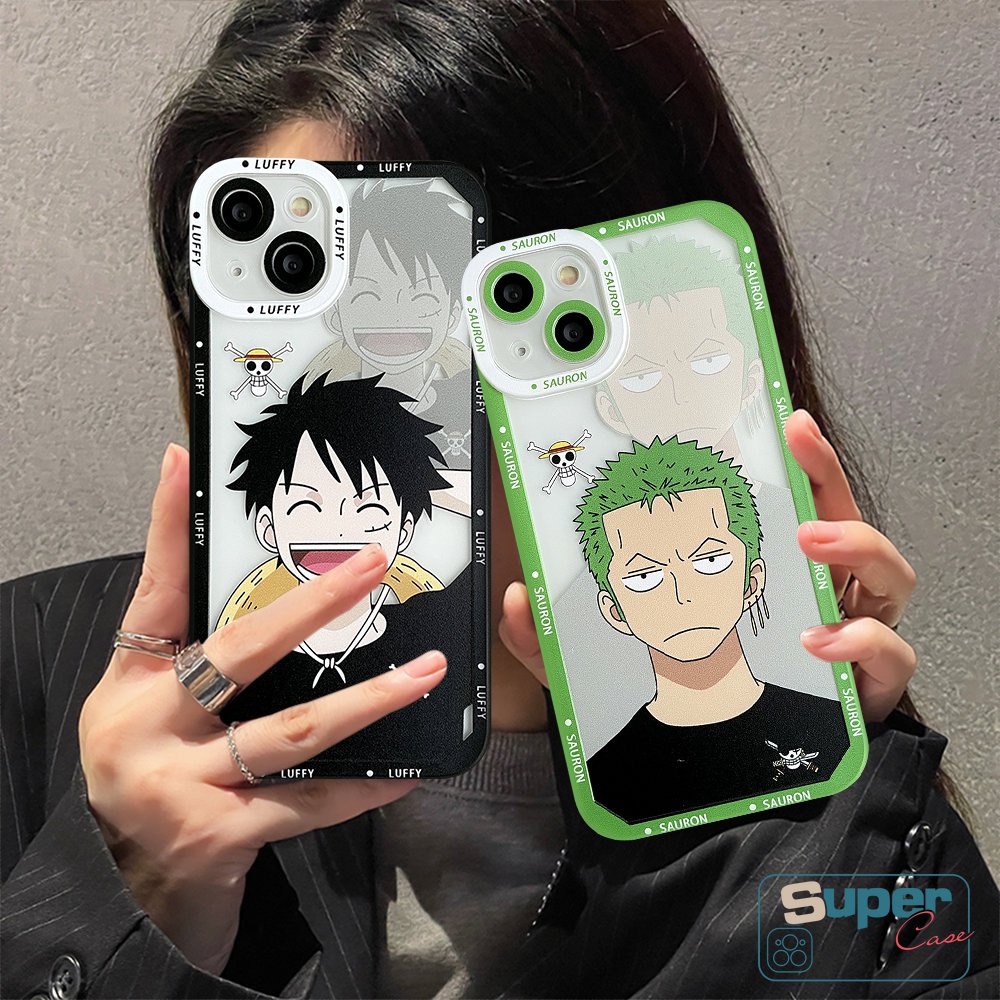 Casing Kartun Anime One Piece Luffy Zoro Case Kompatibel Untuk iPhone 7Plus 8Plus 11 14 13 12 Pro Max XR X XS Max 6 6s 8 7 Plus SE 2020 TPU Lembut Shockproof Angel Eyes Cover