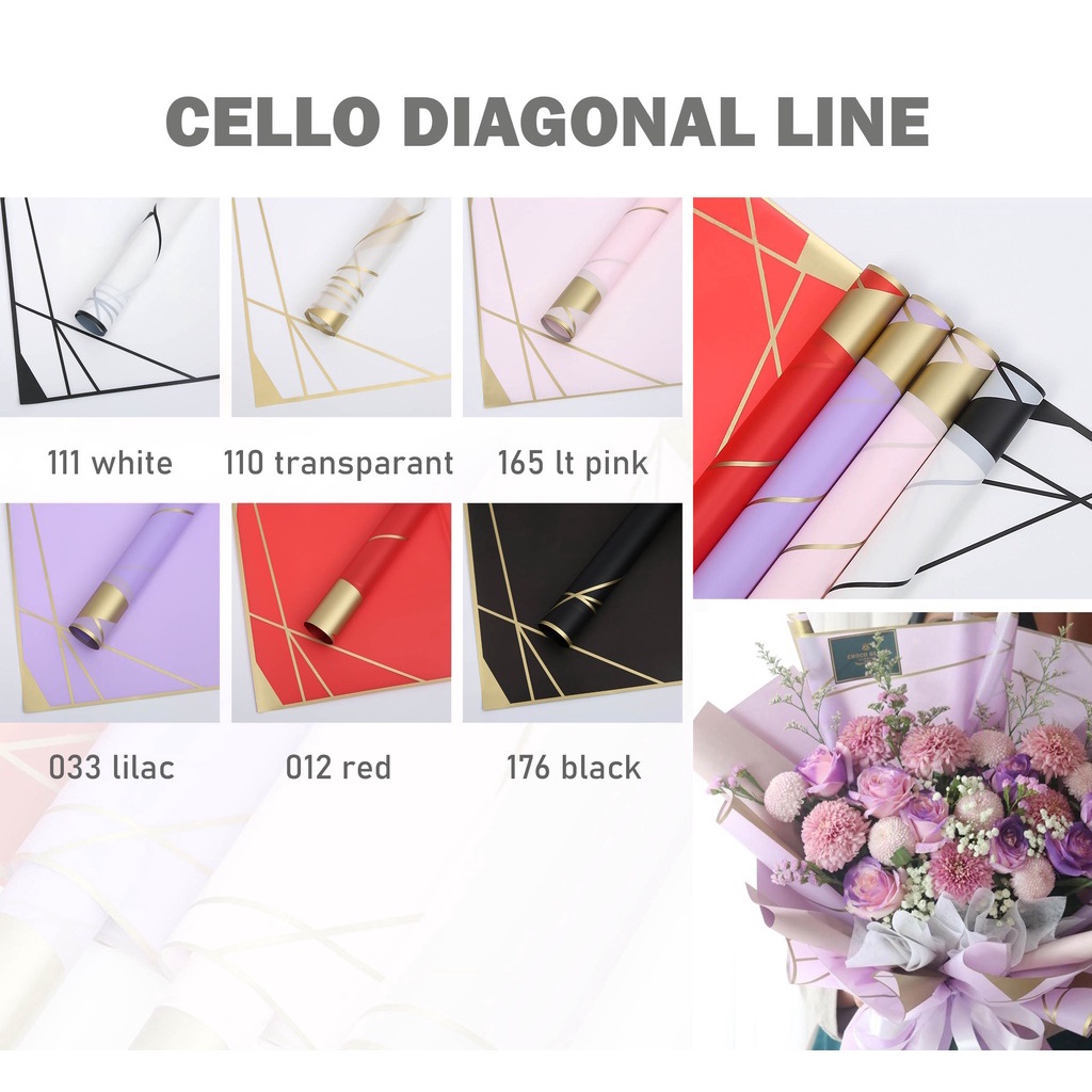 

(1 pcs) Flower wrapping Diagonal line kertas buket florist cellophane paper