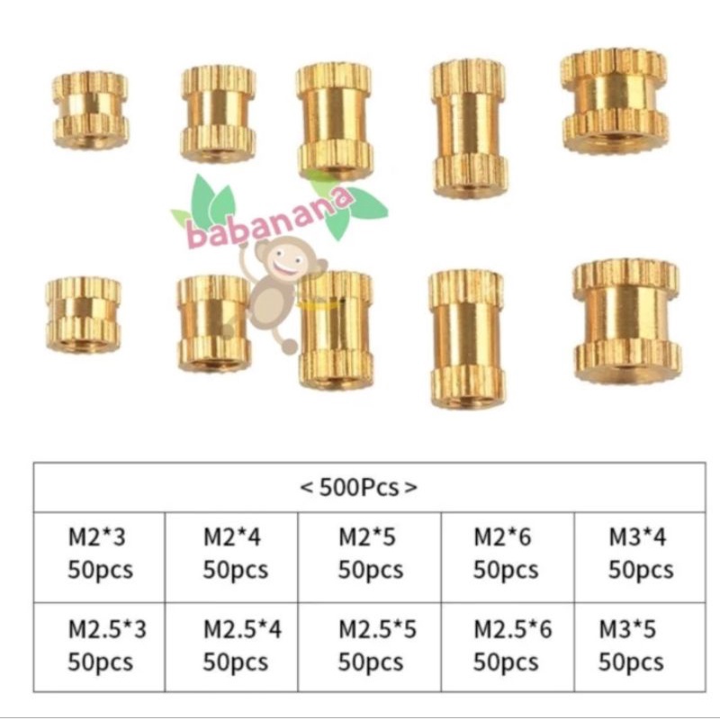 200pcs Knur Brass Screw Inseet Mur Tanam Nut Embedded Engsel Laptop