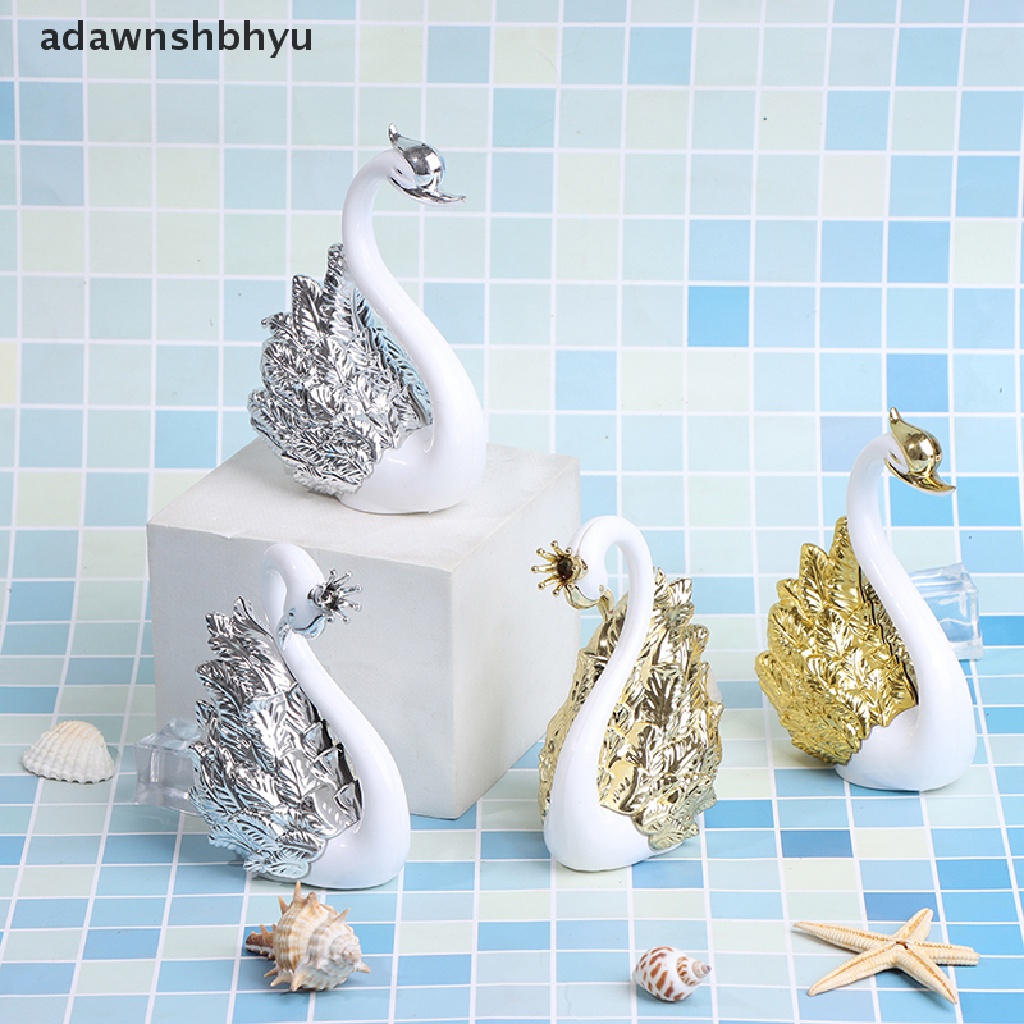 Adawnshbhyu 2 Pcs Romantis Mahkota Swan Cake Topper Kue Dessert Kue Dekorasi Ornamen Perlengkapan ID