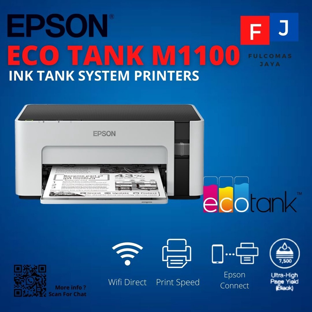 Jual Epson EcoTank Monochrome M1100 Ink Tank Printer GARANSI RESMI
