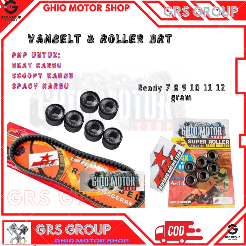 ROLLER BRT HONDA BEAT SPACY SCOOPY (KARBU KVY) LOLER ECERAN BEAT KARBU MIX CAMPUR/ SILANG VANBELT RACING BRT BEAT KARBU SPACY KARBU SCOOPY KARBU KVY ROLER  BLACK DIAMOND BRT BEAT KARBU 7 8 8 9 10 11 12 GRAM LOLER BRT SPACY KARBU ORIGINAL GHIO MOTOR SHOP