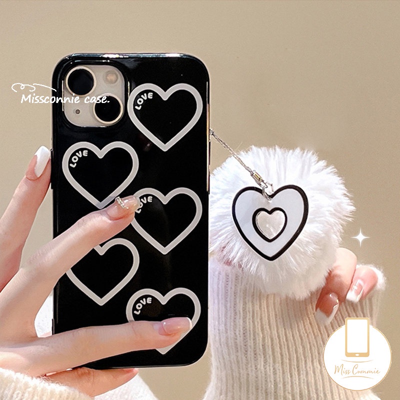 Casing Soft TPU Cover Kompatibel Untuk IPhone 7Plus 8Plus 11 Pro Max XR 14 13 12 Pro Max 7 8 Plus 14 Plus X XS Max SE 2020 Kartun Love Hati Glossy Halus Full Pelindung Casing Ponsel