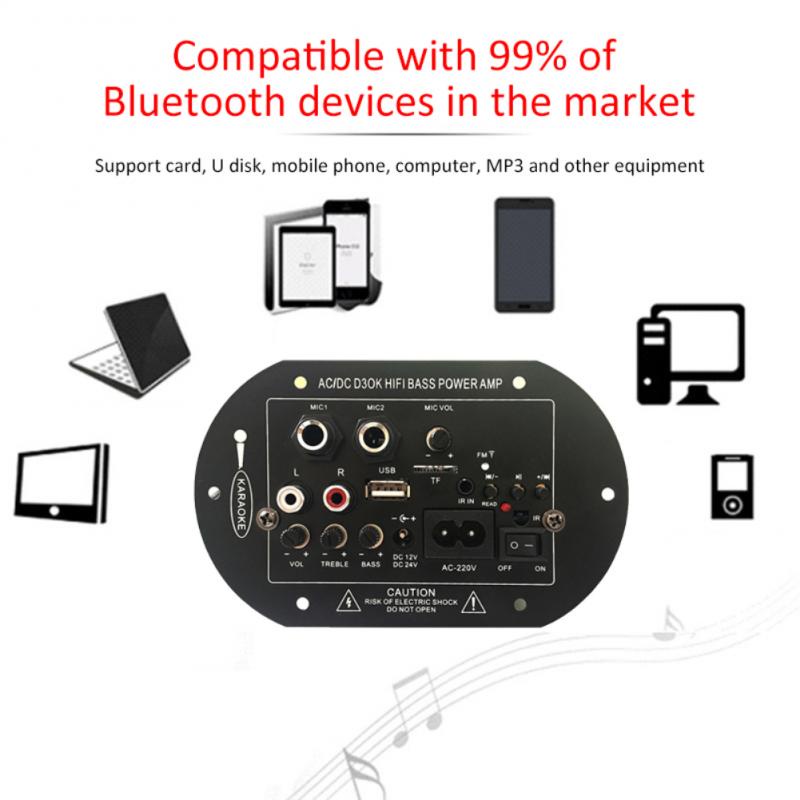 12V/24V/220V Amplifier Board Audio Bluetooth USB FM Radio TF Player Subwoofer 35W Taffstudio Amplifier