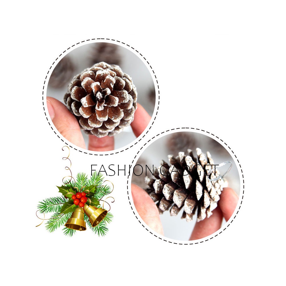 Hiasan Gantungan Pohon Natal Pinus Salju Mini Set 6 / 9 Pcs Ornamen Xmas Tree Christmas Pine Tree Ornament Decorations Dekorasi Pohon Natal