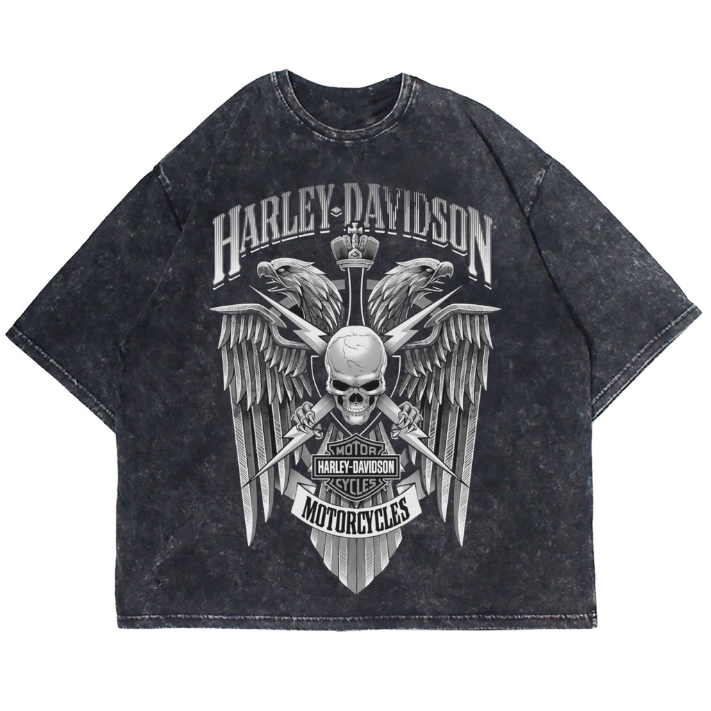 Patternmerch "Motor harley-davidson grunge" Oversize T-shirt | washed tee | kaos vintage