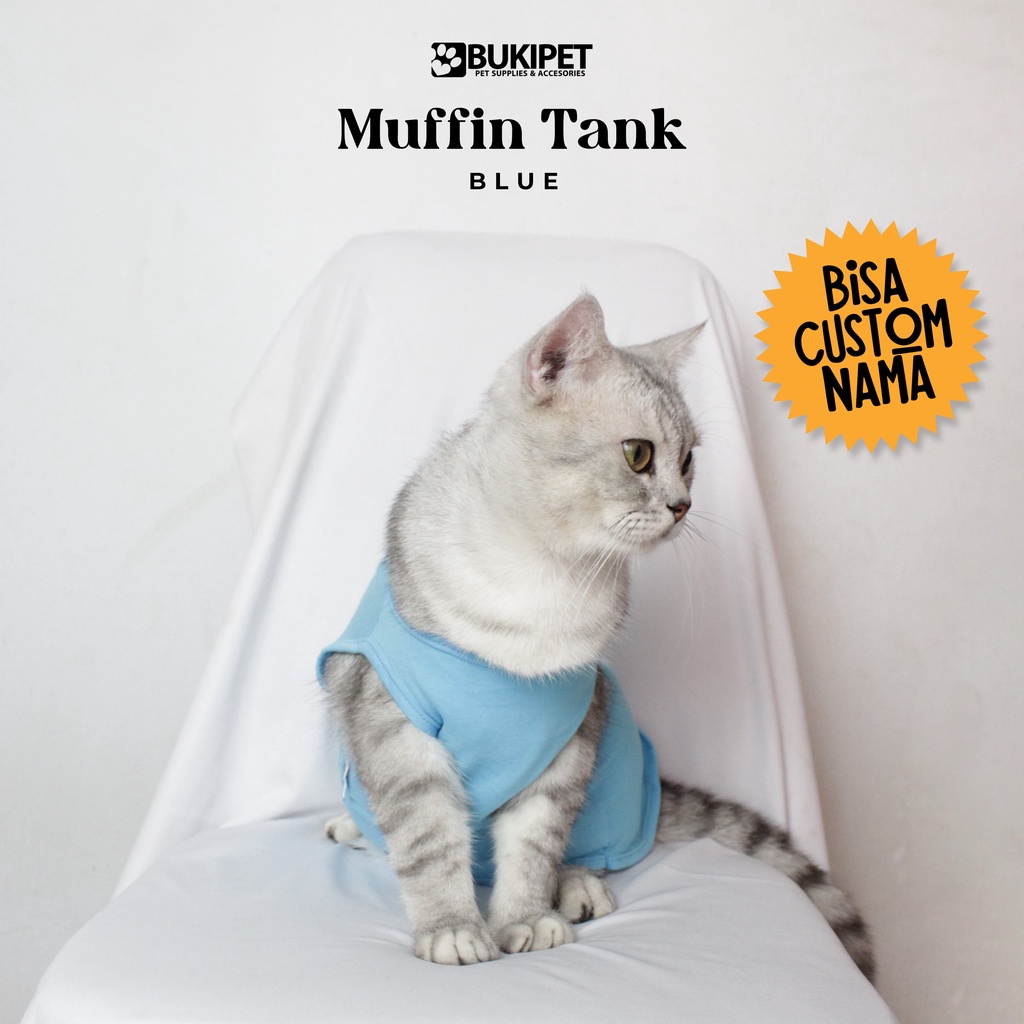 baju kucing anjing kelinci monyet lucu murah aksesoris hewan - BUKI TANK MUFFIN BLUE SERIES