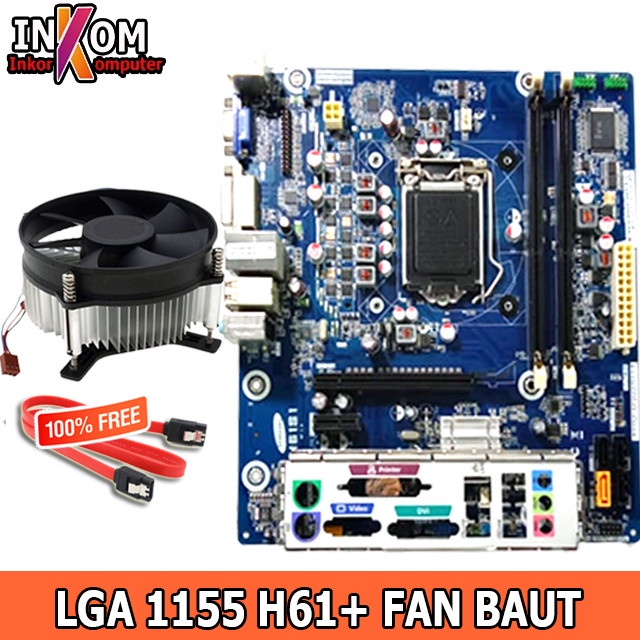 Mainboard Mobo  Intel LGA 1155 H61 + i5 3470 + fan intel