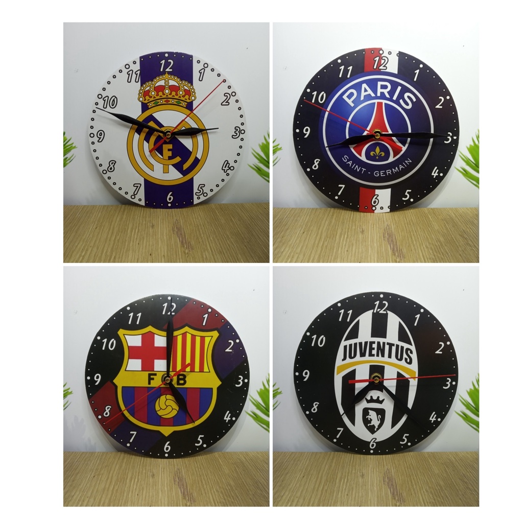 JAM DINDING KAYU GAMBAR KLUB BOLA MURAH ELEGANT