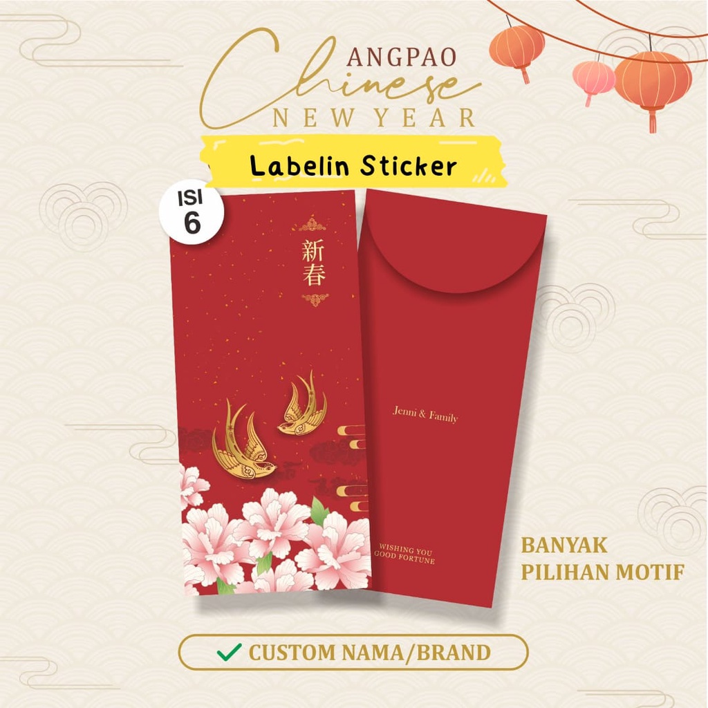

6 PCS ANGPAO PANJANG IMLEK CHINESE NEW YEAR KELINCI RABBIT PREMIUM BENTUK PANJANG 2023 CUSTOM NAMA LUCU BAGUS