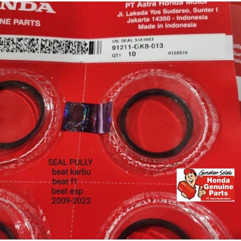 91211 GK8 013 Seal pully beat carbu beat fi beat esp 2017-2022 asli honda