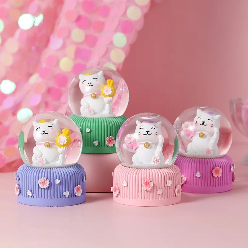 bola kristal salju lampu snowball unicorn bear papapig dolphin  kado