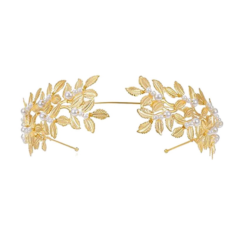 Baroque Golden Leaf Mahkota Hiasan Kepala Gaya Virgin Royal Vintage Handmade Laurel Ikat Kepala Olive Gold Bunga Aksesoris Rambut Pengantin Foto Mori Pernikahan