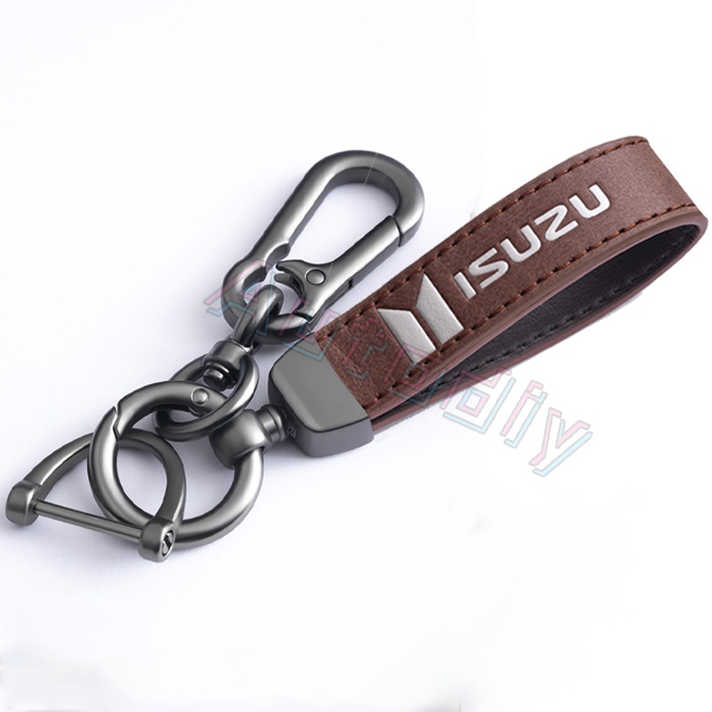 【 Ready Stock 】 ISUZU Leather Key Chain Keychain ISUZU TOYOTA NISSAN HONDA MITSUBISHI Keychain Car Key Keyring