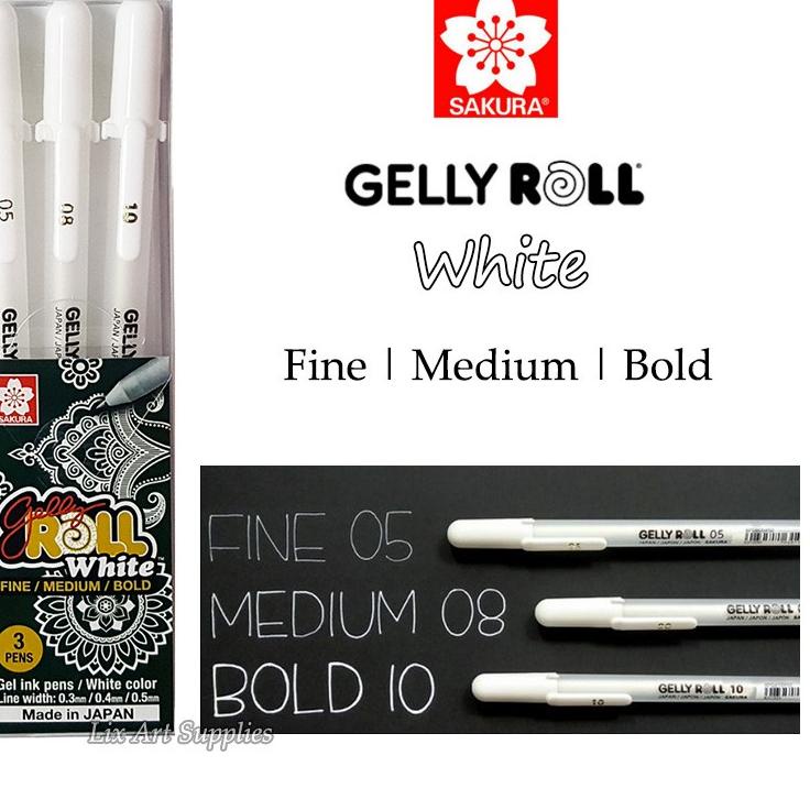 

Super Gaya Sakura Gelly Roll Ink Pen White Set 3 (White Pen)