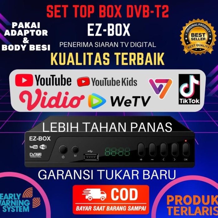 Ez-Box Set Top Box Dvb-T2 Penerima Siaran Televisi Digital Youtube