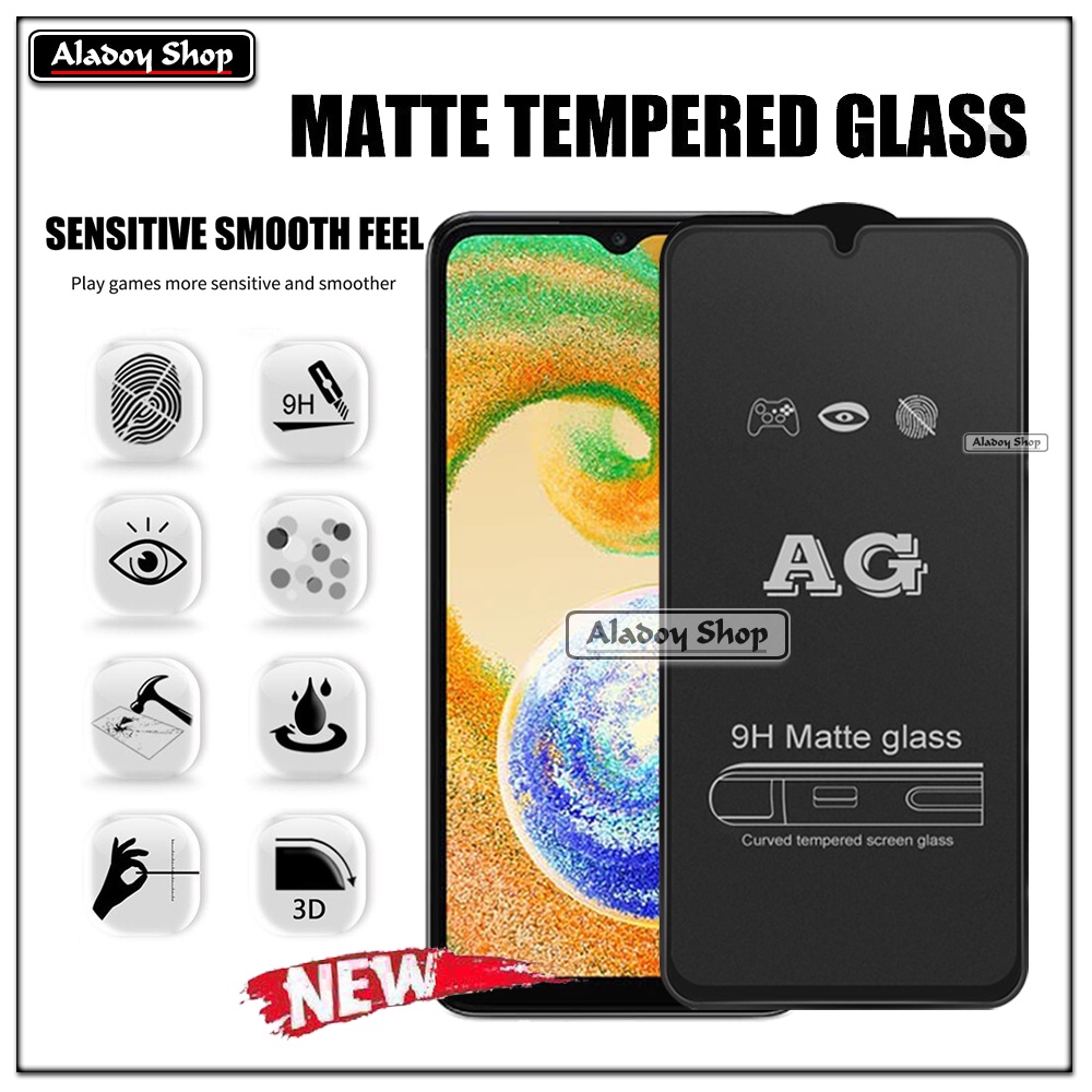 Paket 3IN1 Tempered Glass Layar Matte Anti Glare Samsung A04S Free Tempered Glass Camera dan Skin Carbon