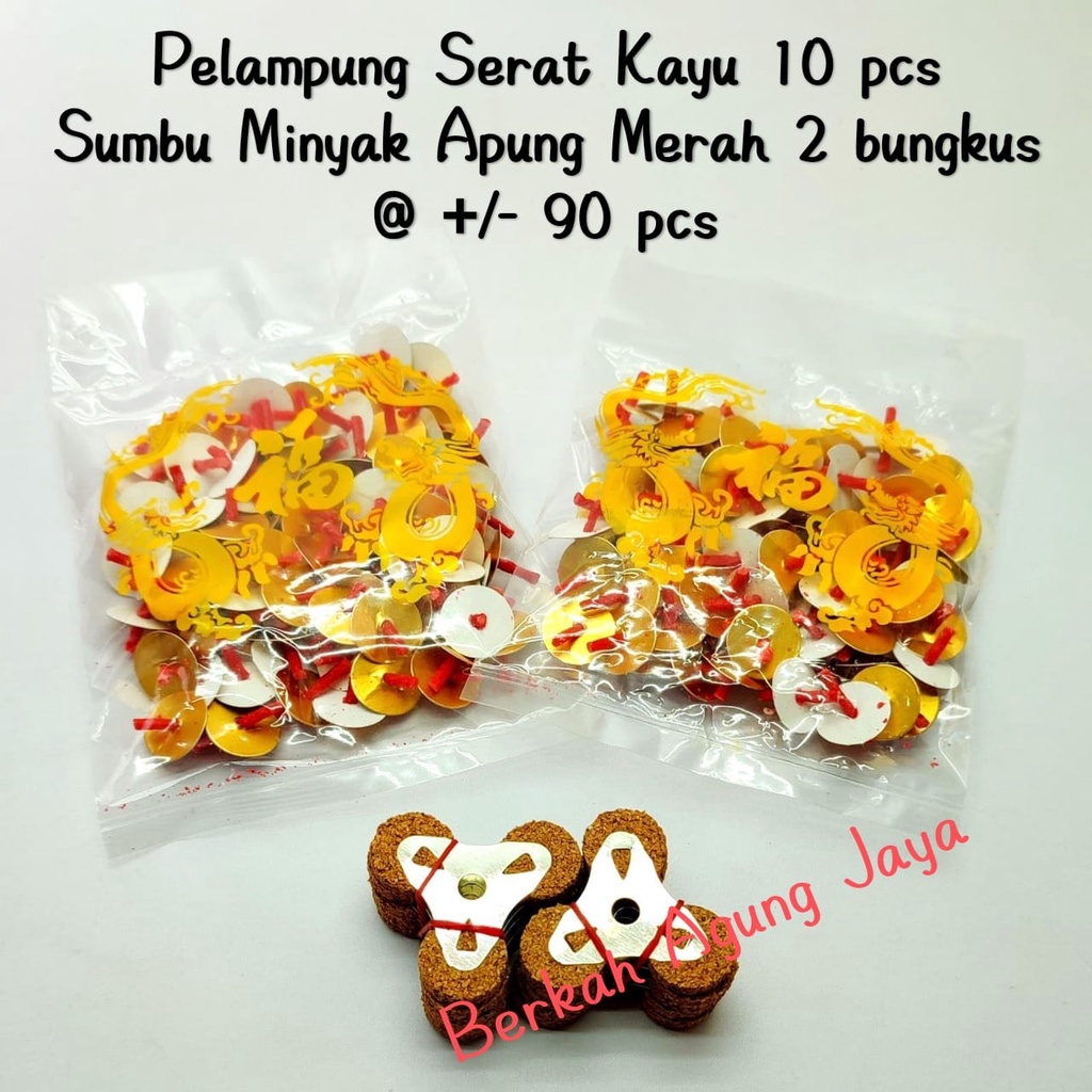 Pelampung Serat Kayu 10 pcs + Sumbu Minyak Apung Merah 2 bungkus