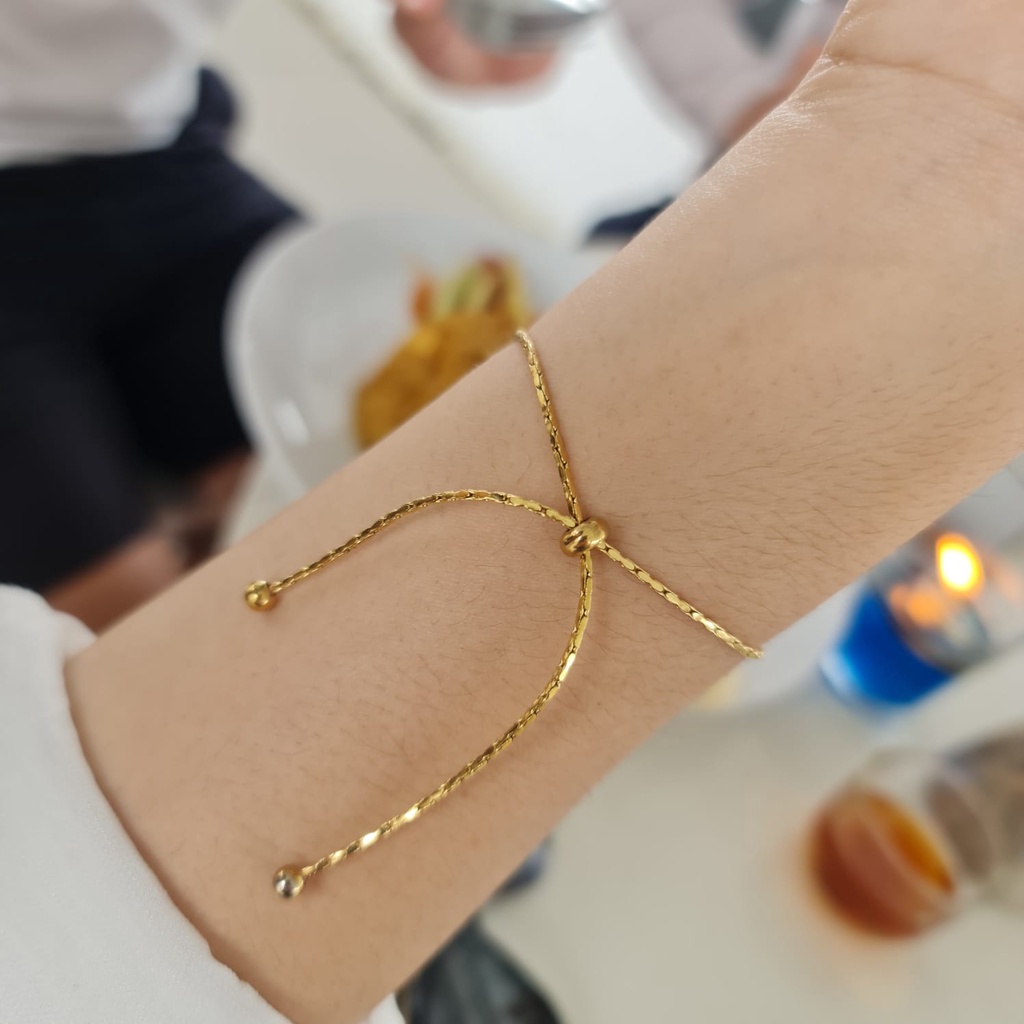 gelang tangan wanita titanium model serut lover dream gold