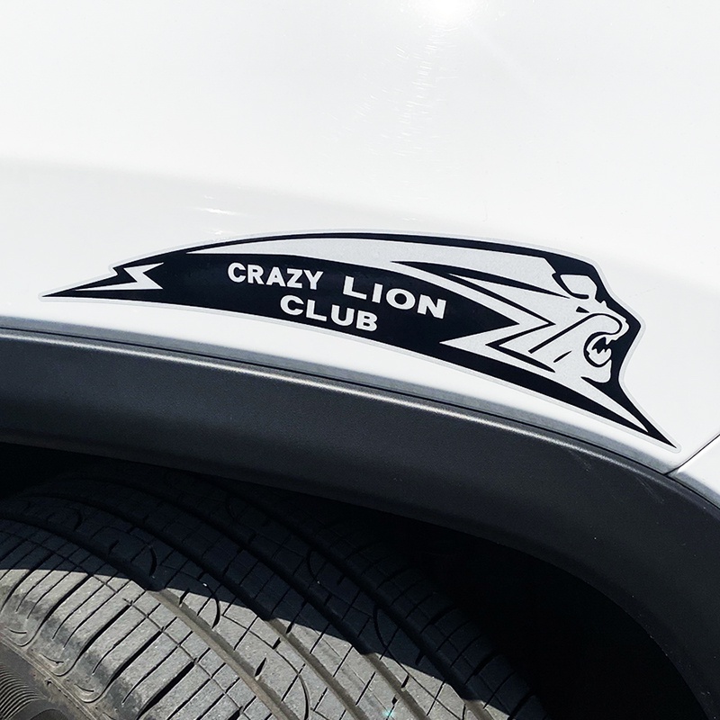 Singa Bumper Header Roda Mobil Stiker Reflektif CRAZY LION CLUB Roda Depan Dan Belakang Stiker Modifikasi Universal Stiker Penutup Gores Tahan Air Toyota