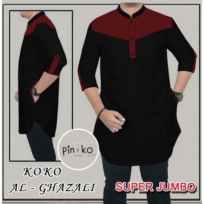 PIK - Koko Kurta Al Ghazali LENGAN 3/4 (M, L, XL, XXL, 3XL)/ Koko Pria/ Pakaian Muslim Pria Jumbo/ Best Seller