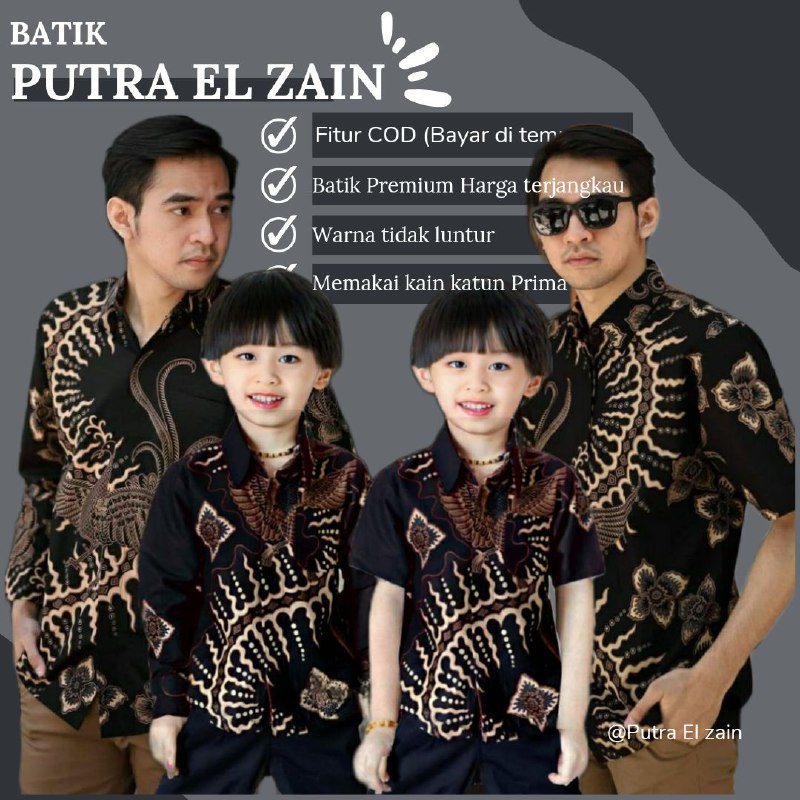 TERBARU Couple sweet || couple batik ayah dan anak cowok BATIK HITAM