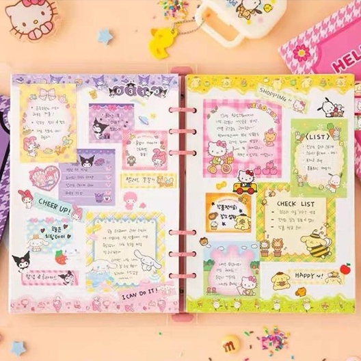 Stationary alat tulis map buku notebook sticky notes Washi tape Set kertas surat dan amplop karakter mickey pooh princess toy story stitch Sanrio Cinnamoroll Kuromi Gudetama Pompurin Twin Star My Melody Pochacco