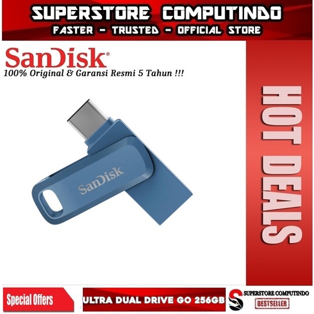 Flashdisk OTG SANDISK Ultra Dual Drive GO 256GB Type-C SDDDC3 Blue