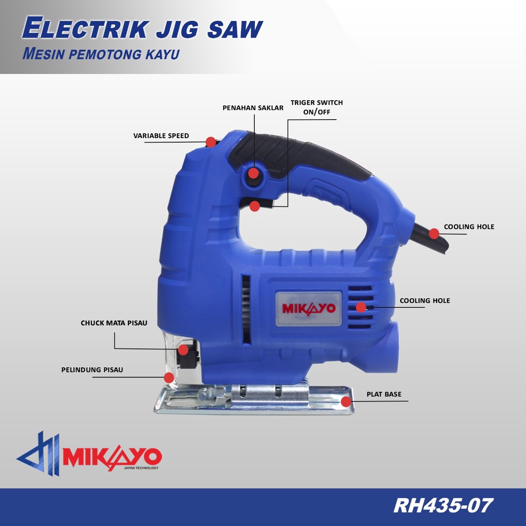 6 SPEED Mesin Potong Kayu Triplek Jigsaw Mikayo  Gergaji Listrik Jig Saw FREE MATA