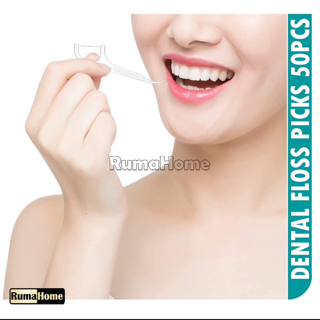 MED+ Dental floss Picks (kualitas super premium Higienis) benang pembersih gigi / pembersih sela gigi (isi 50) Per BOX Benang Gigi Charcoal &amp; Mint Sale