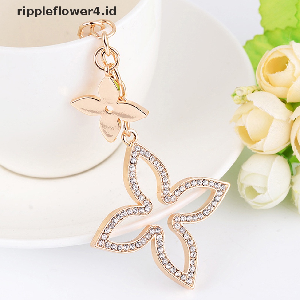 {rippleflower4.id} Korea Kreatif Semanggi Gantungan Kunci Mobil Liontin fashion Liontin Tas Cantik Halus~