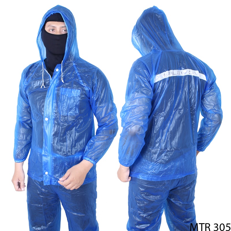 Raincoat For Motorcycle Riders Parasut Taslan Biru - MTR 242