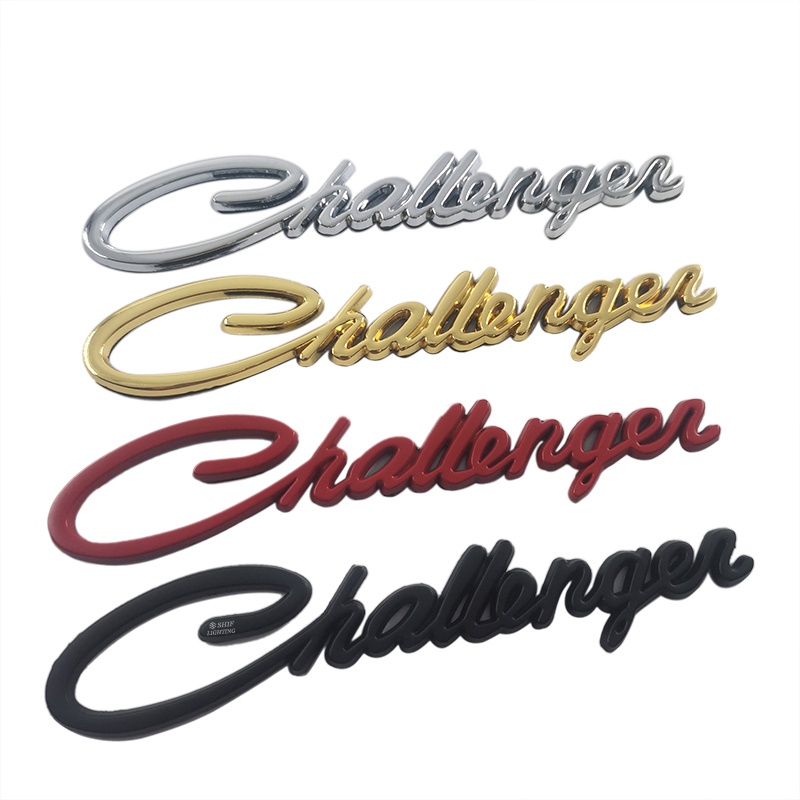 1x Logam Emas Hitam Merah CHALLENGER Letter Mobil Auto Belakang Side Fender Emblem Stiker Decal DODGE CHALLENGER