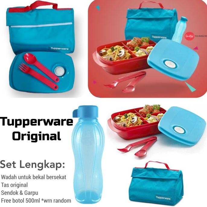 Tupperware Set Crystalwave Bekal Lengkap Kotak Makan Tas Ori Promo
