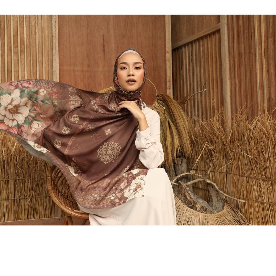 Update STORY OF NUSANTARA - BUNGONG JEUMPA IN TAUPE  THE NOVELLA SCARF Superfine Watersplash Voal Hi