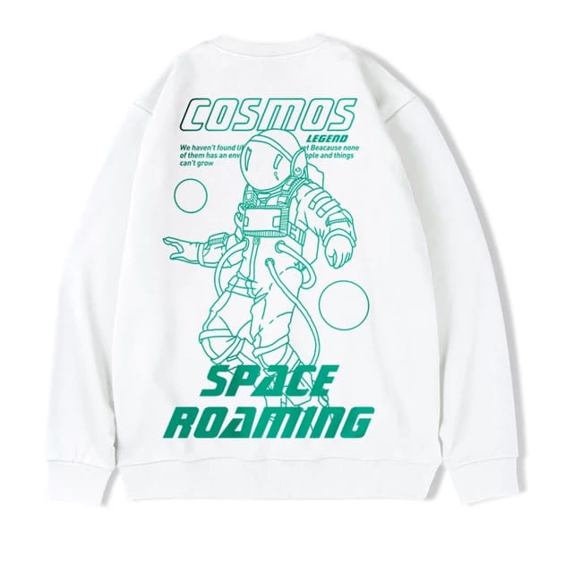 Sweater Basic Crewneck COSMOS SPACE ROAMING Pria Wanita bahan Fleece Tebal Ukuran S M L XL XXL XXXL