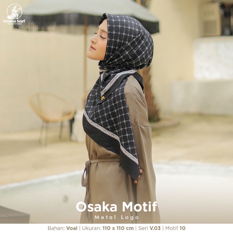 (V.03) PART 2 HIJAB SEGIEMPAT OSAKA MOTIF LC ICON METAL LOGO UMAMA SCARF