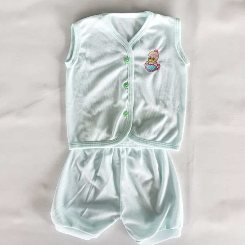 Setelan Bayi Tanpa Lengan Polos Bordir
