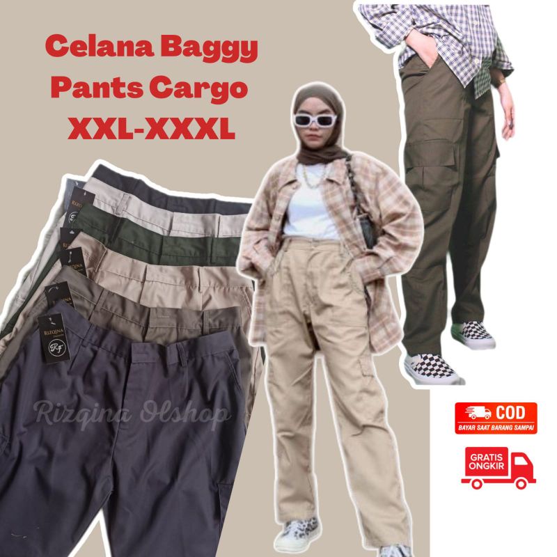 (Size XXL-XXXL)CELANA CARGO Panjang Pants Muat BB 54-64 Kg Premium Drill