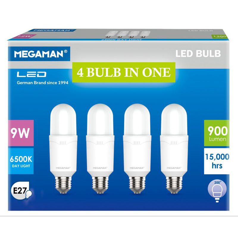 Lampu Stick Bohlam LED MEGAMAN Putih 4pcs 5W 9W 12W