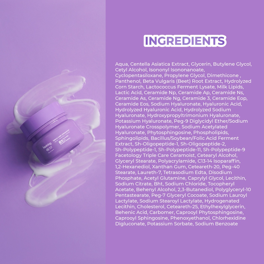 FACETOLOGY Triple Care Ceramoist Facial Moisturizer Pelembab Skin Barrier Repair 8X Ceramide