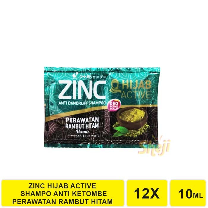 SHAMPO ZINC SACHET 1 RENCENG ISI 12 SACHET / SHAMPO ANTI KETOMBE ZINC - HIJAB_HITAM