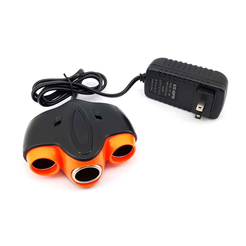 Adaptor Lighter 220V To 12V DC Colokan Lighter 3 Lubang Charger Mobil