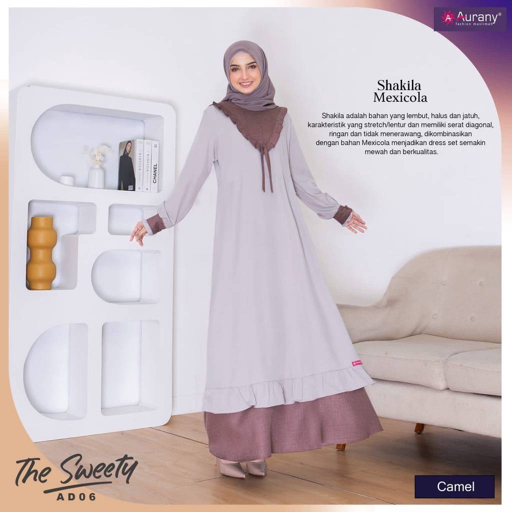 GAMIS TERBARU AURANY AD 06 THE SWEETY CAMEL, SAGE GREEN