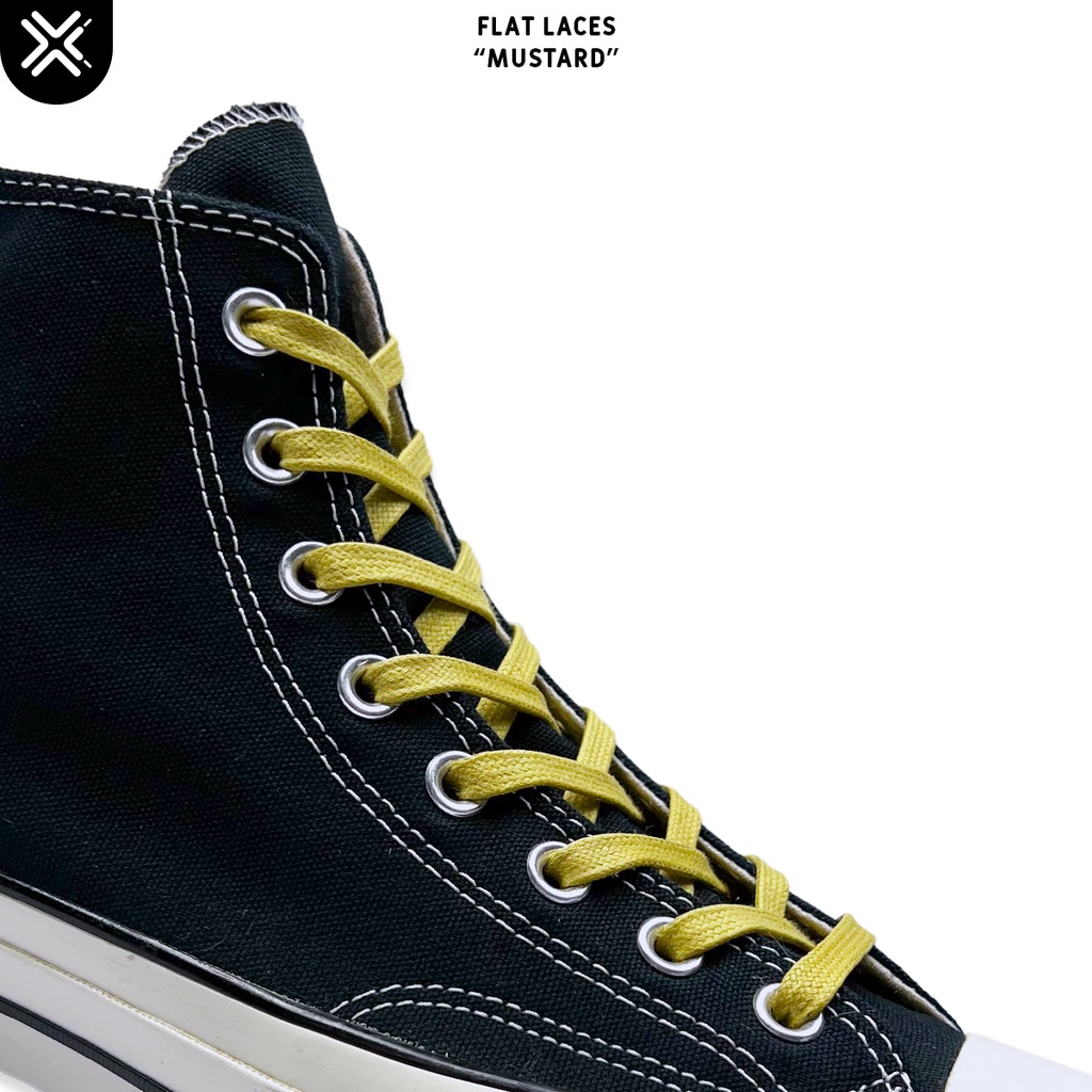 TALI SEPATU LILIN GEPENG MUSTARD (PREMIUM WAXED LACES)